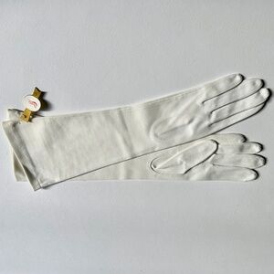 Vintage Pair DENTS England Elbow Length Creamy Cotton Gloves, Size 6.5